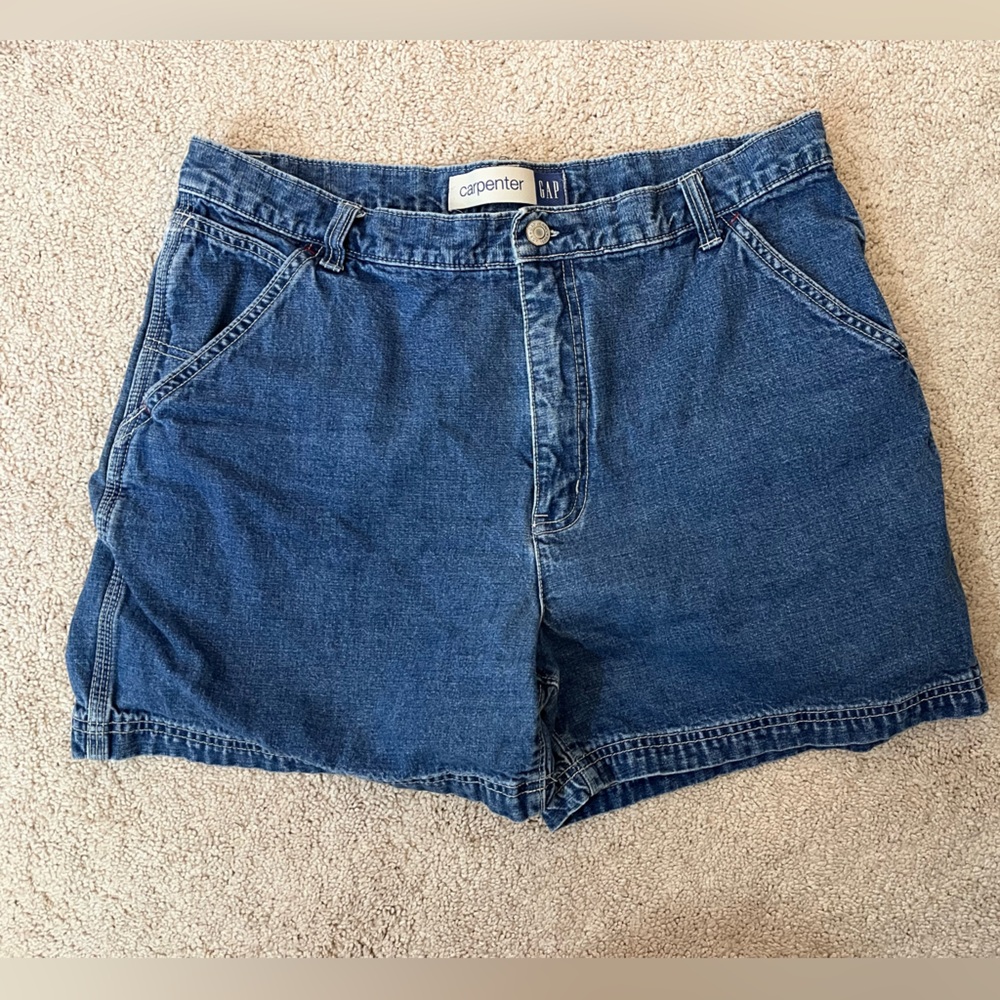 Vintage 90’s Y2K Gap Women’s Blue Denim Carpenter Shorts Size 14